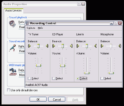 в Sound Recorder, нажимаем кнопку